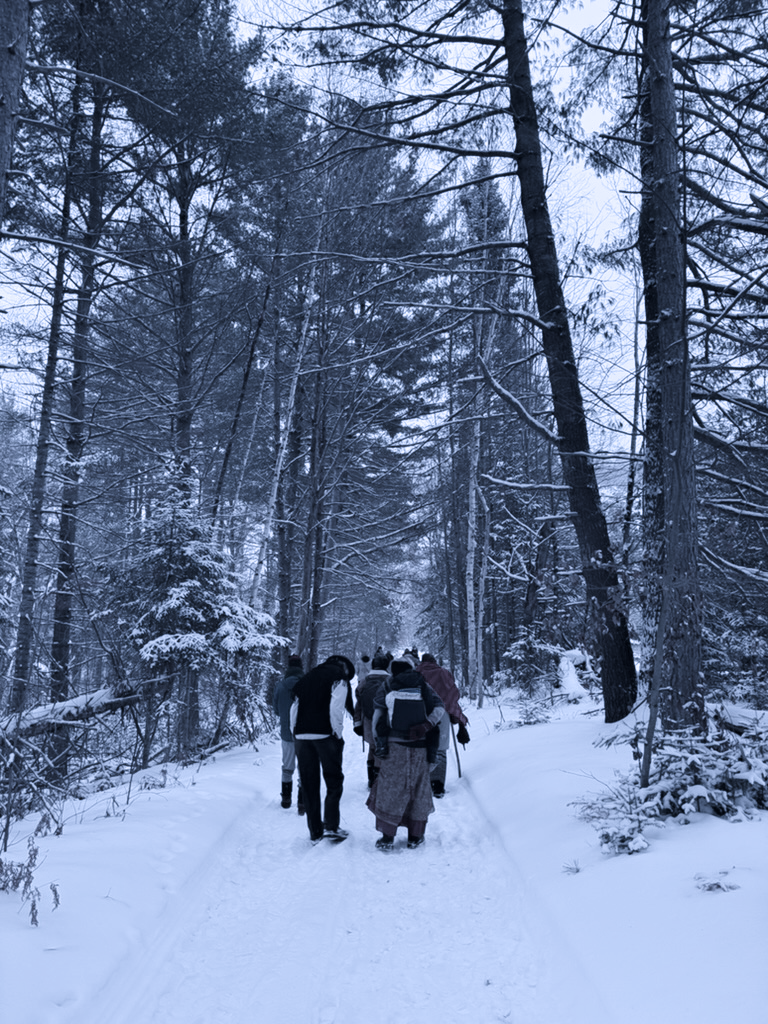 Walking the snowy trail to the Orphan Wisdom Hall