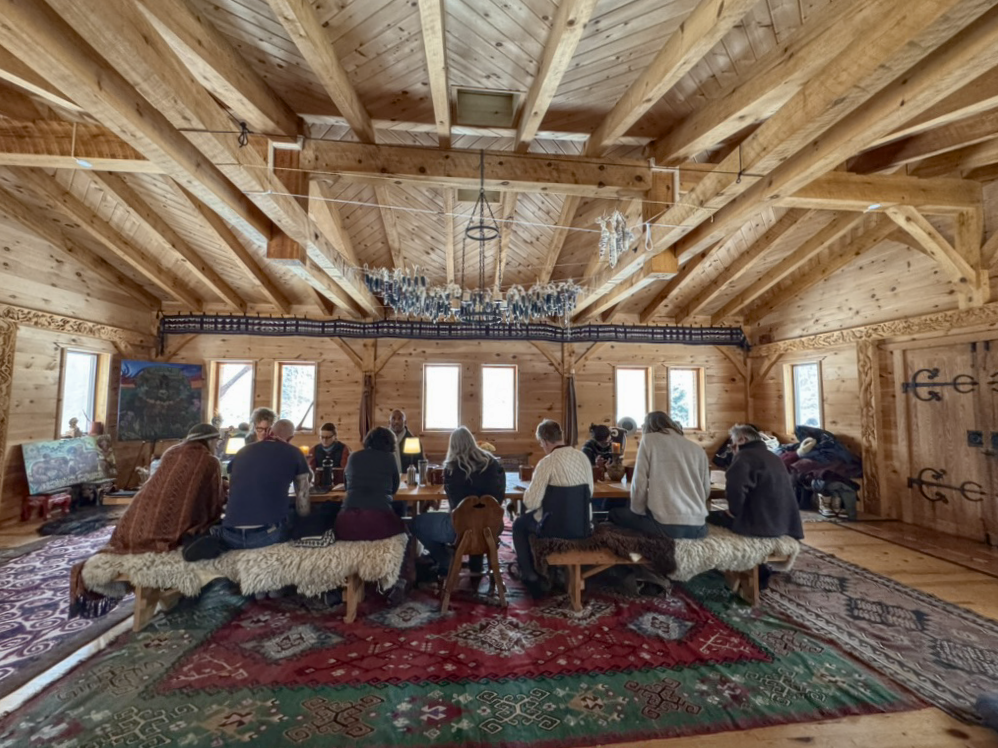 Gathered in the Orphan Wisdom Hall by daylight